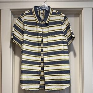 1901 Men's Casual Button Down Shirt - Yellow and blue Stripes